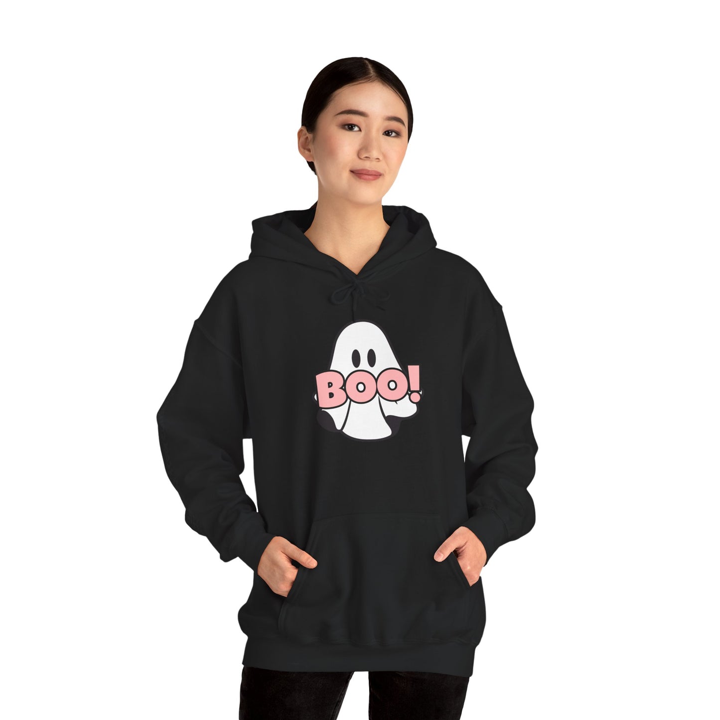 BOO! in Pink COMFYcozy Heavy Blend™ Hooded Sweatshirt