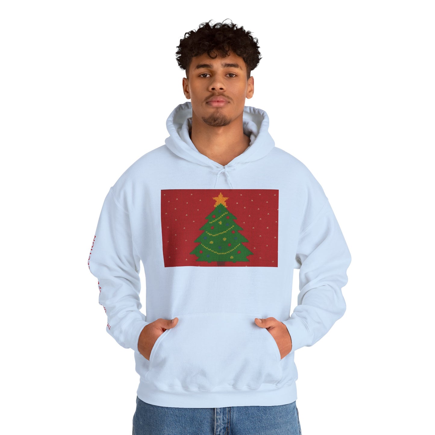 Ugly Christmas Sweater Look in a  COMFYcozy Heavy Blend™ Hooded Sweatshirt