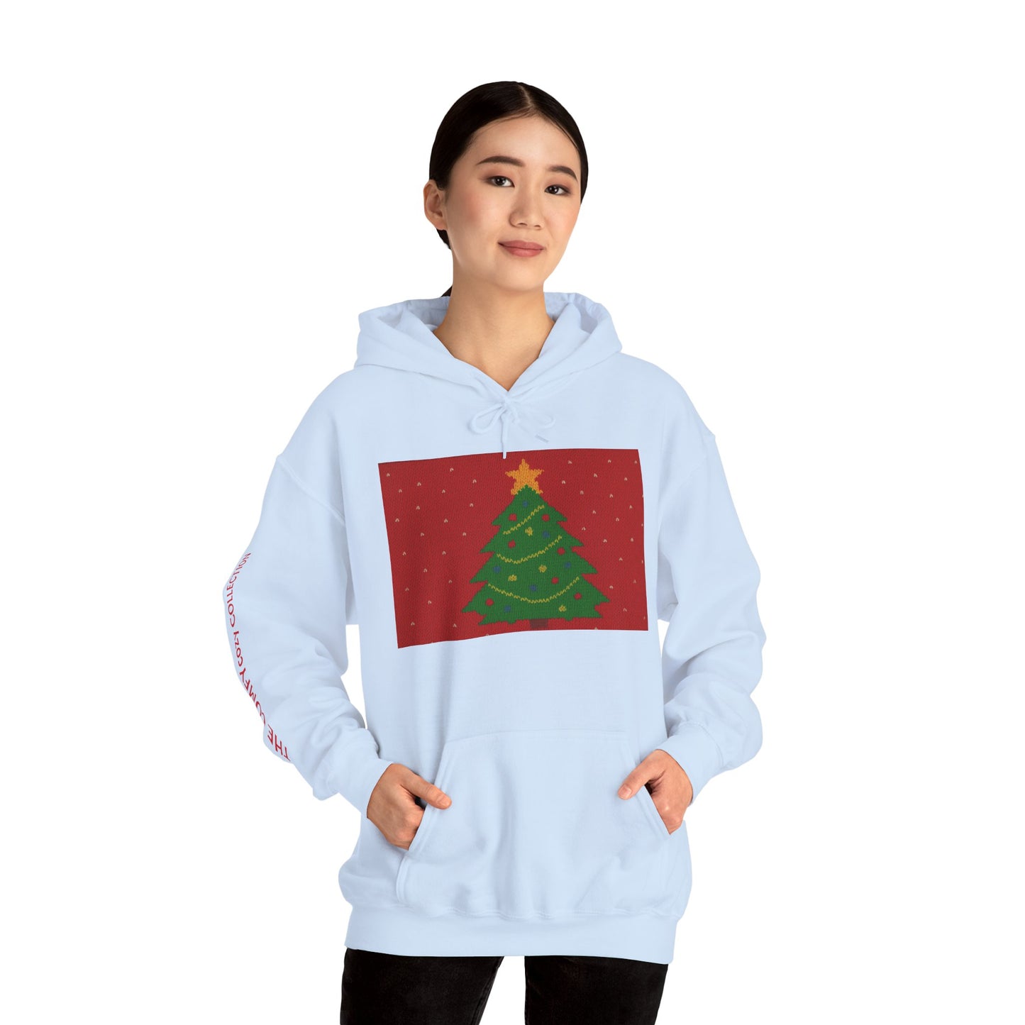 Ugly Christmas Sweater Look in a  COMFYcozy Heavy Blend™ Hooded Sweatshirt