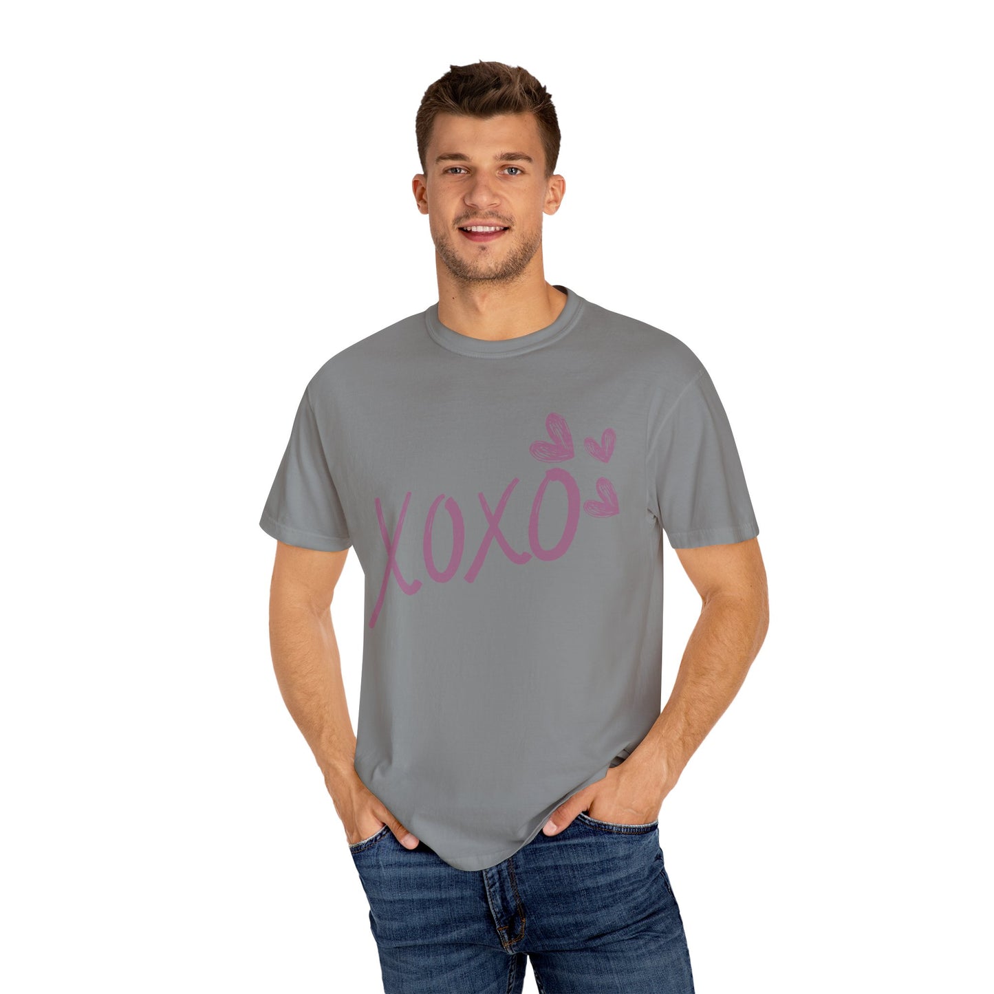 XOXO COMFYcozy Garment-Dyed T-Shirt | Unisex Love Tee for Casual Wear, Valentine's Day Gift, Cute Outfit, Cozy Style, Everyday Comfort