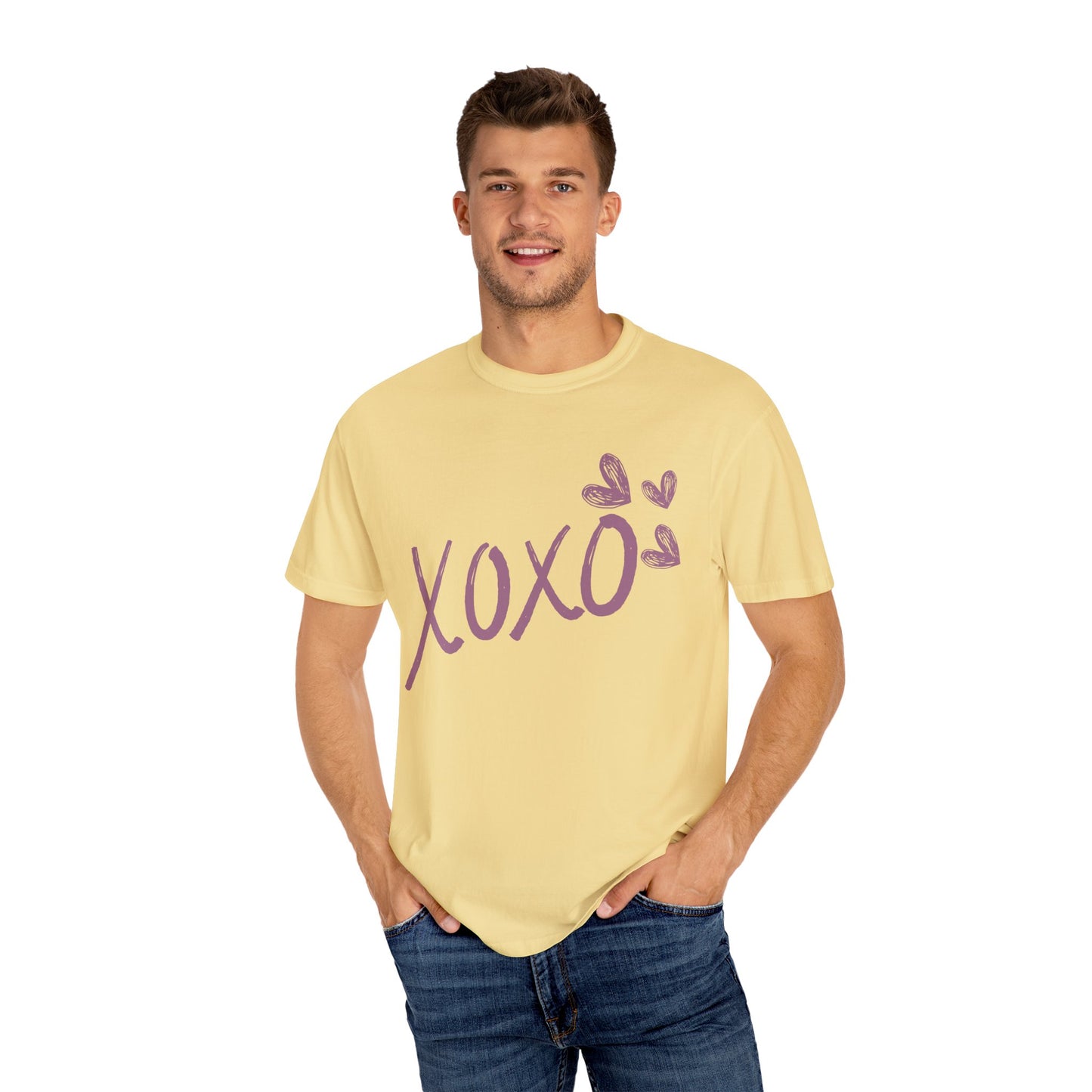 XOXO COMFYcozy Garment-Dyed T-Shirt | Unisex Love Tee for Casual Wear, Valentine's Day Gift, Cute Outfit, Cozy Style, Everyday Comfort
