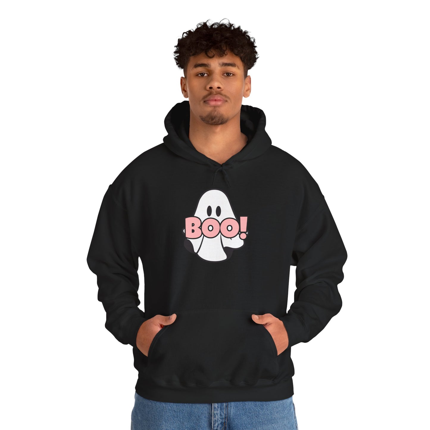 BOO! in Pink COMFYcozy Heavy Blend™ Hooded Sweatshirt