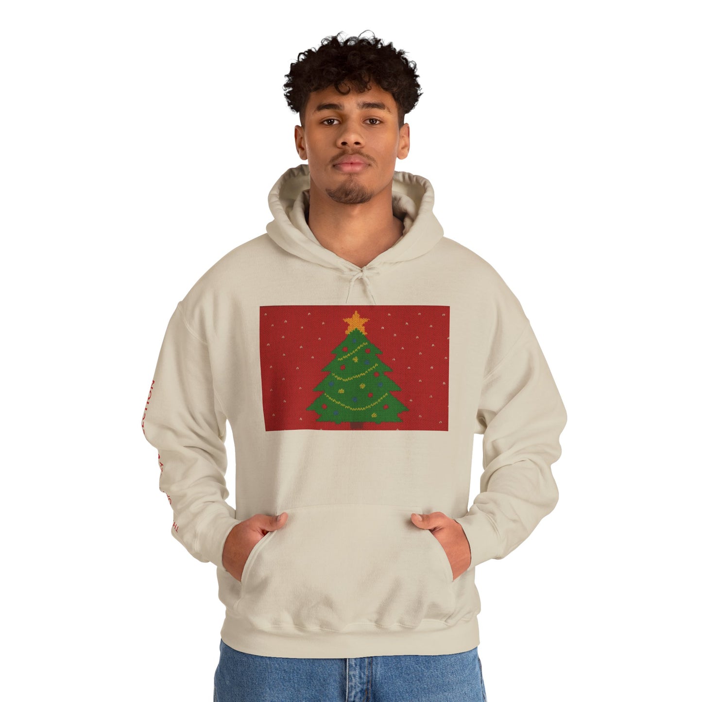 Ugly Christmas Sweater Look in a  COMFYcozy Heavy Blend™ Hooded Sweatshirt