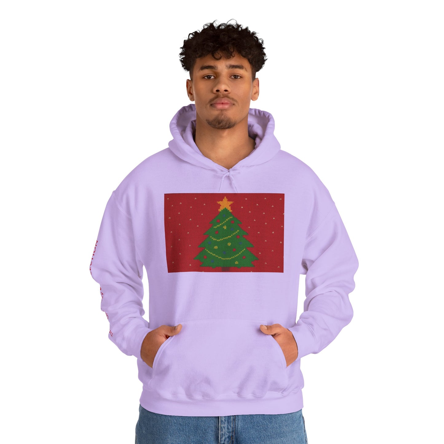 Ugly Christmas Sweater Look in a  COMFYcozy Heavy Blend™ Hooded Sweatshirt