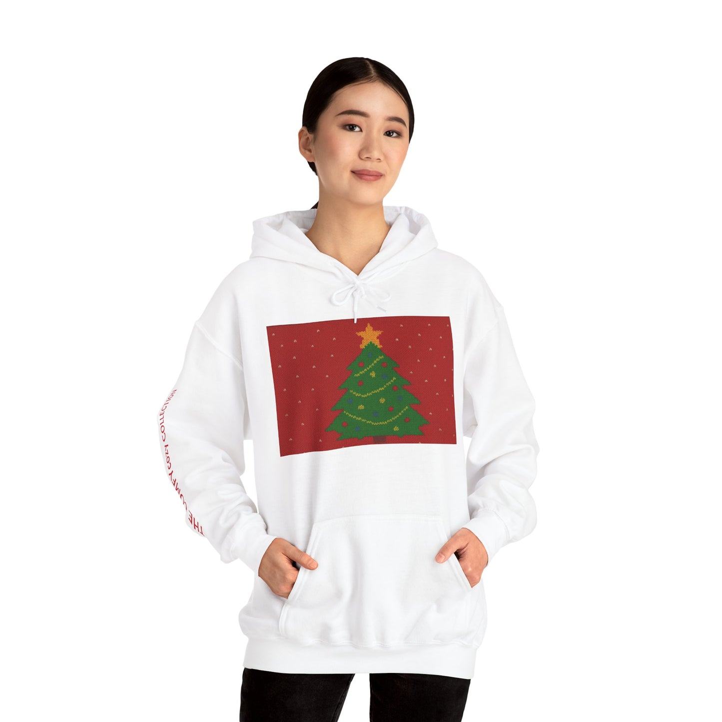 Ugly Christmas Sweater Look in a  COMFYcozy Heavy Blend™ Hooded Sweatshirt