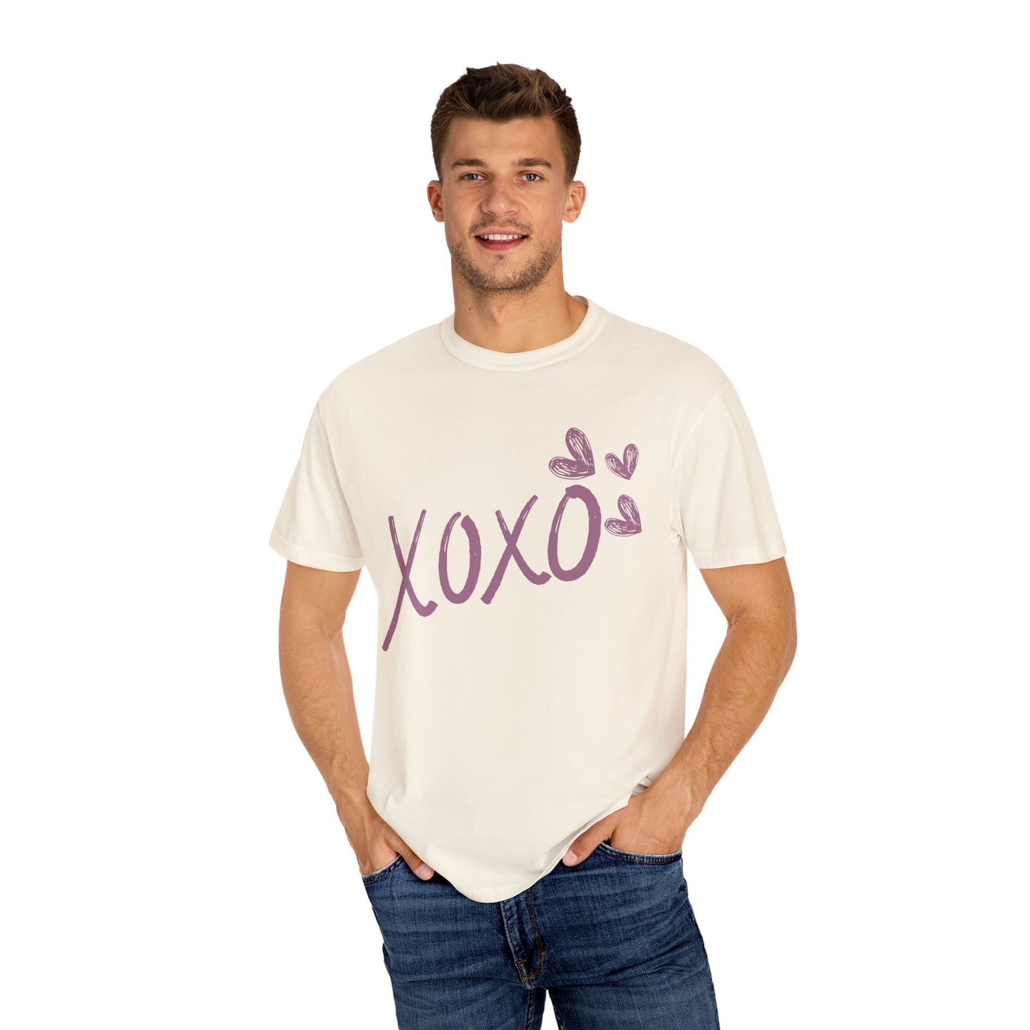 XOXO COMFYcozy Garment-Dyed T-Shirt | Unisex Love Tee for Casual Wear, Valentine's Day Gift, Cute Outfit, Cozy Style, Everyday Comfort