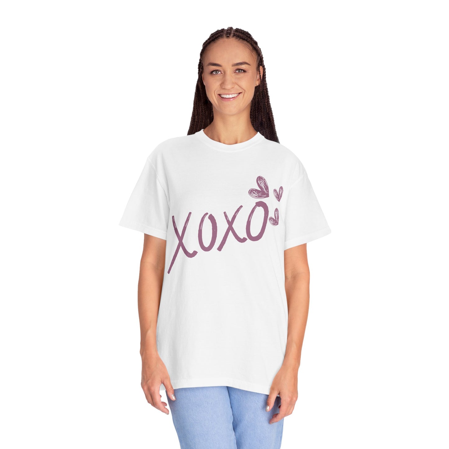 XOXO COMFYcozy Garment-Dyed T-Shirt | Unisex Love Tee for Casual Wear, Valentine's Day Gift, Cute Outfit, Cozy Style, Everyday Comfort